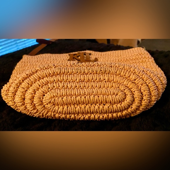 LAUREN RALPH LAUREN 1 Faux-Straw Medium Nicki Crossbody Bag - Gently Used - Picture 4 of 6